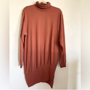 NWT Young Fabulous & Broke Dress Asymmetrical Turtleneck Sweatshirt Orange L